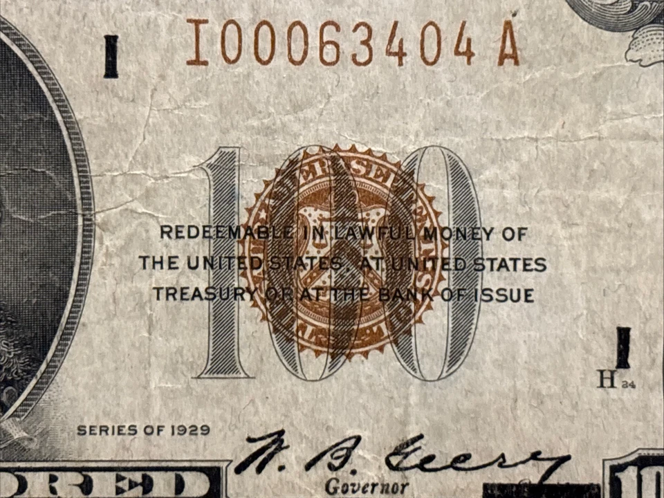 1929 $100 Minneapolis Minnesota Federal Reserve Bank Note Rare Currency Bill - Image 4 of 4