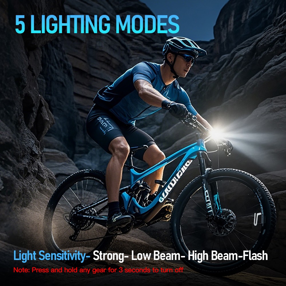 Waterproof LED Bike Light USB Rechargeable Bicycle Front Headlight w/ 120dB Horn