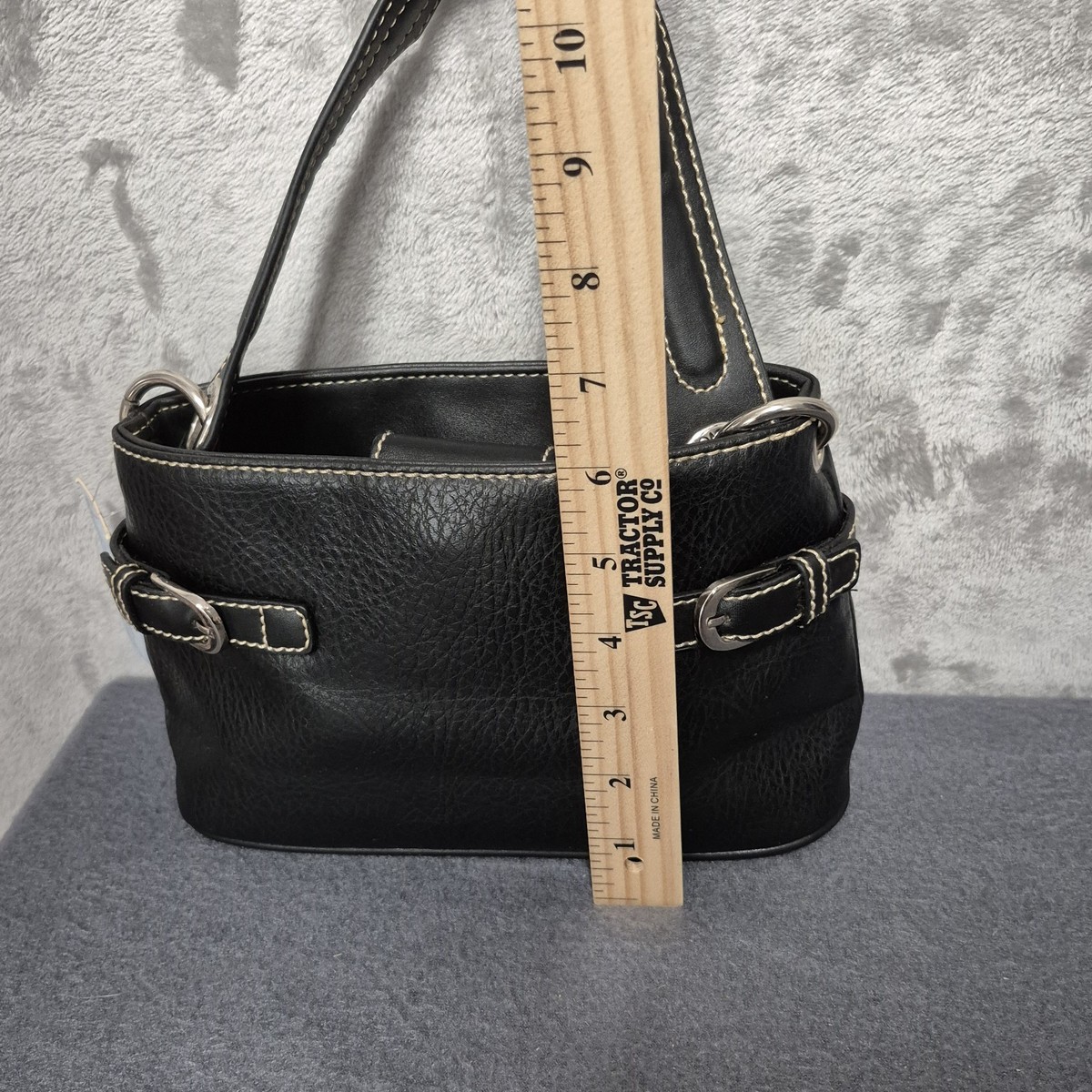 VTG Tommy Hilfiger Shoulder Bag Faux Leather TH Pebbled Black 