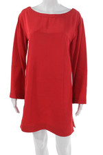 Marc By Marc Jacobs Women Shift Dress Red Long Sleeve Boat Neck Size M