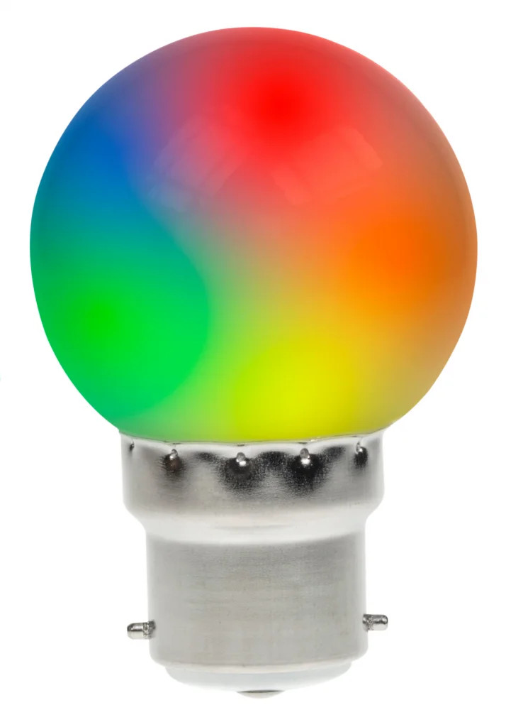 0.5w LED Golf Ball Festoon Light B22 RGB Prolite GOLF/LED/BC/RGB