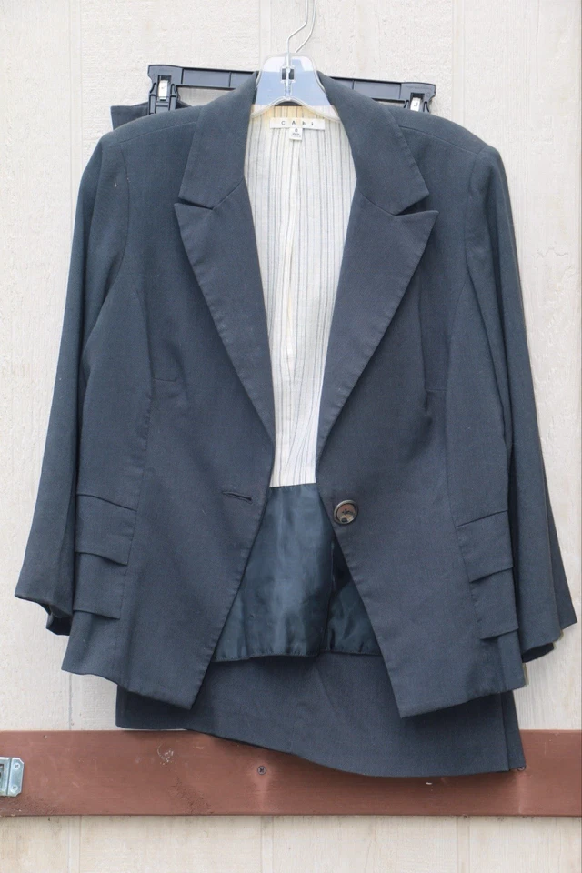 Cabi Blazer юбка комплект костюм размер 8 синий с белой полоской сложить рукав подкладка - Изображение 2 из 4