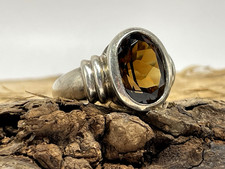 925 Sterling Silver Smoky Quartz Statement Ring Sz 9.5 6.86g