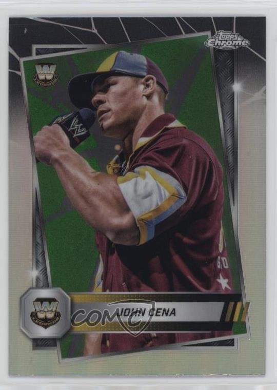 2025 Topps Chrome WWE Neon Green & Black Refractor John Cena #16 0a3b