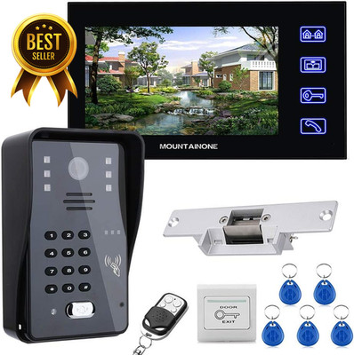 7  LCD RFID Video Door Intercom System with Electric Strike Lock Remote Unlock
