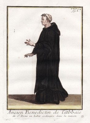 Benediktiner Benedictines St. Denis Order Orden Tracht costume engraving 1790