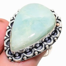 Natural Aquamarine Gemstone 925 Sterling Silver Ring Size 7 h718