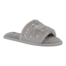 Juicy Couture Women's Gyanna 2 Embellished Fuzzy Slippers Gray Size 6