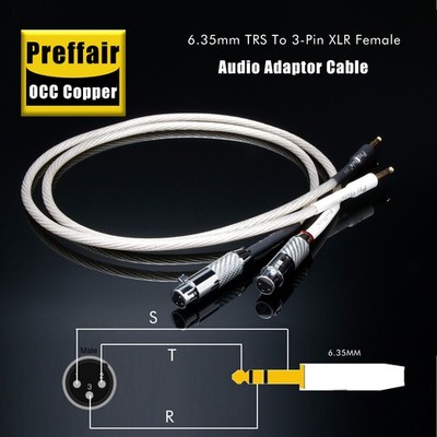 OCC Copper Siver Plated Cable 6.35mm TRS To XLRFemale interconnect Signal Wires 