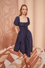 ULLA JOHNSON Palma Tiered Gathered Cotton-Poplin Midi Dres! Sz 0 NWT Retail $450