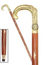 Brass Designer Walking Stick Men  Women Canes and Wooden 37 inch Handle  CVFD