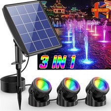 3IN1 LED Solar Light RGB Submersible Lamp Underwater Garden Pool Pond Lights UK