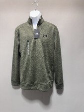 Under Armour Mens M Armour Fleece Twist 1/4 Zip Pullover Green Loose NWT