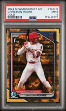 2024 Bowman Draft Sapphire - Christian Moore 1st Bowman GOLD Refractor /50 PSA 9