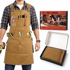 Amento Woodworking Apron for Men, Shop Bib Work Apron with 10 Tool Pockets ...