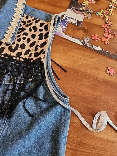 Womens Denim Vest With Embellishments XL-XXL POM POM ANIMAL PRINT DETAIL LACE - Picture 9 of 12