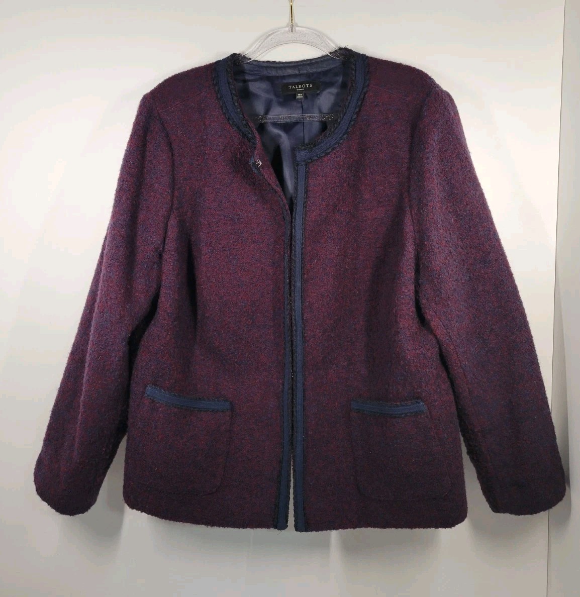 Talbots Maroon Wool Blend Hidden Hook Blazer Line… - image 1