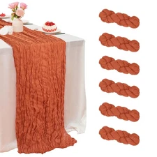Thanksgiving Fall Terracotta Cheesecloth Table Runners 6Pack 35x120 Inch Long...