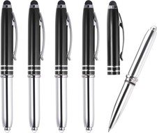 PATIKIL Ballpoint Pen with Stylus Tip and LED 1 Count Pack of 5 , Black