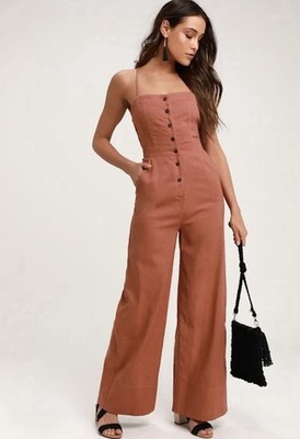 Lulus sexy wide leg Jumpsuit Size Small fit Comes with pockets Pink / Brown
