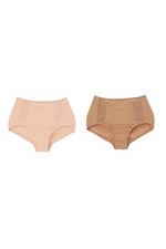 Rhonda Shear Women's 2-pack Mesh Insert Brief Sienna/Pink Beige