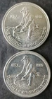 Two 1985 Engelhard 1oz Silver American Prospector Rounds