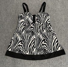 Catherines Women's 22W Zebra Print Tankini Swim Top Black White Swimwear Plus