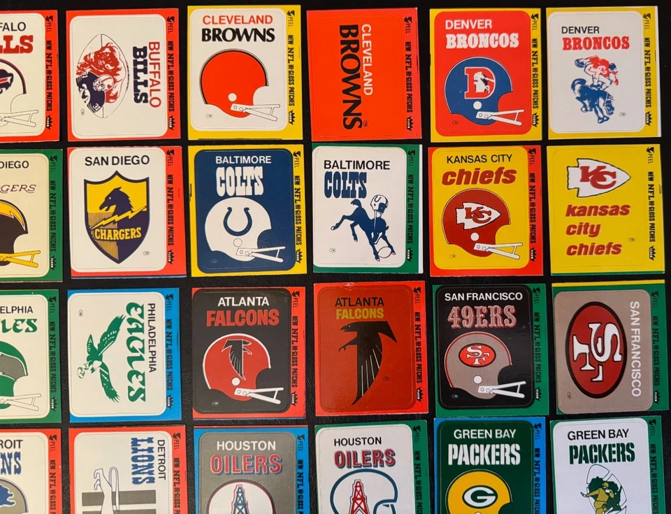1977 Fleer Football Hi-Gloss Sticker Patch Complete set of 56 Cowboys Steelers - Image 4 of 4