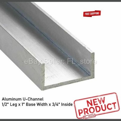 Aluminum U-Channel 1/2'' Leg x 1'' Base Width x 3/4'' Inside x 1/8'' Thick x 8 Feet