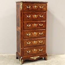 Semainier Chiffonnière Commode d'époque Napoleon III - en marqueterie - 19ème