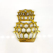Brass Pineapple Trivet Vintage Footed Hot Plate 8"x6" Retro 80s Kitchen Decor F5