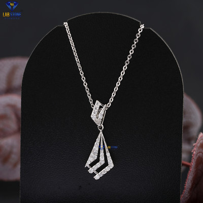 0.20 TCW Round Brilliant Cut Moissanite Diamond Pendant 10K White Gold Labstone