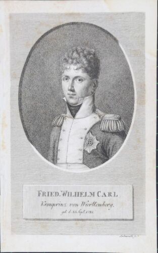 Roi Wilhelm I De Wurtemberg (1781-1864) Petit Gravure sur Cuivre Env. 1820 - Imagen 1 de 1