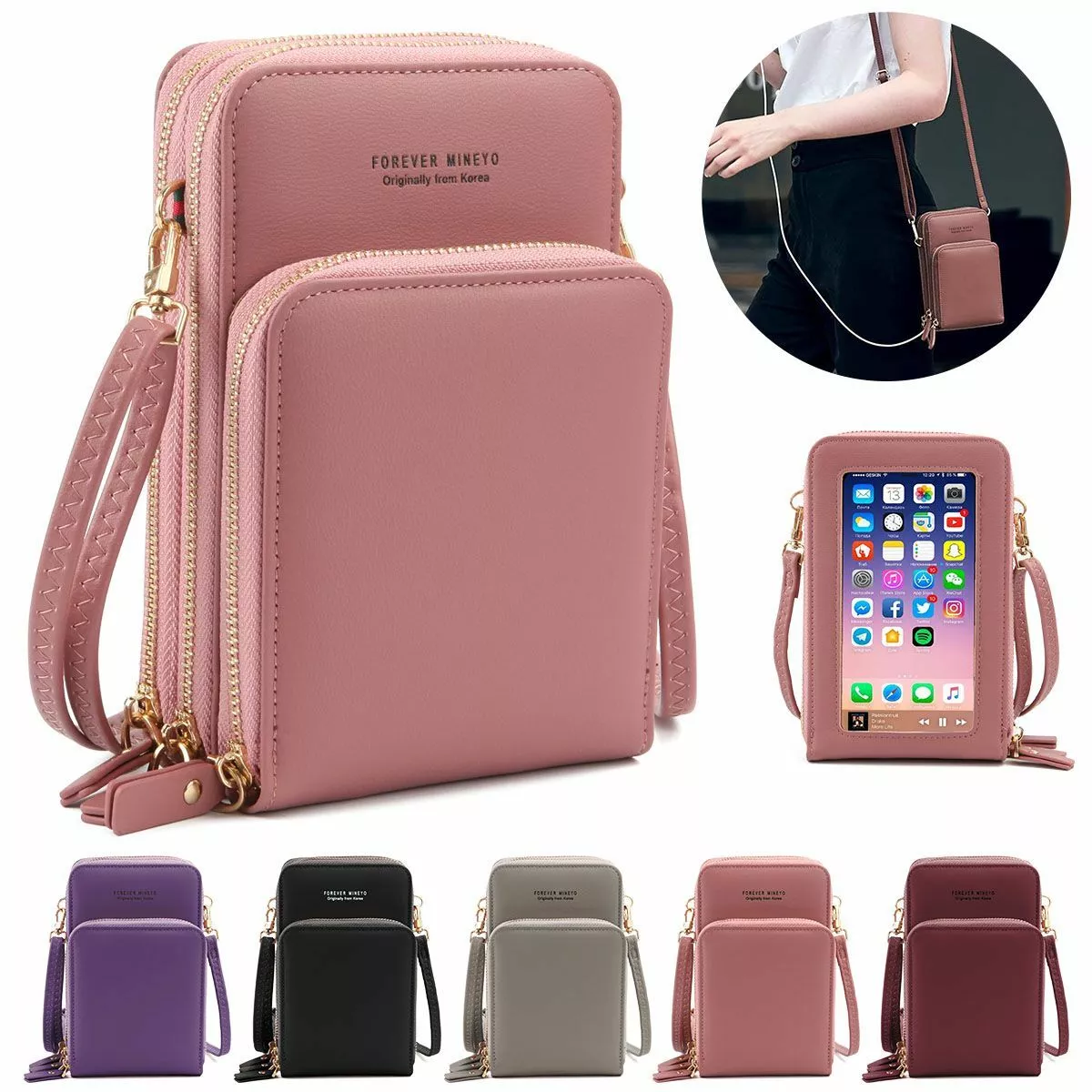 Buy LITOON Cross Body Bags with Touchscreen Cell Phone Purse Window  ZipperPocket, RFID Blocking Card Holder for Women (Vertical - Creamy White)  Online at desertcartINDIA