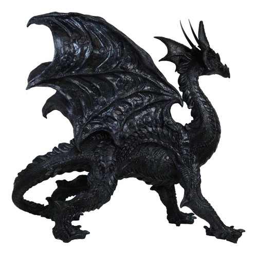 Duży 24"L Nightfury Czarny cień Smok stojący z ustawionymi skrzydłami Posąg - Zdjęcie 6 z 8