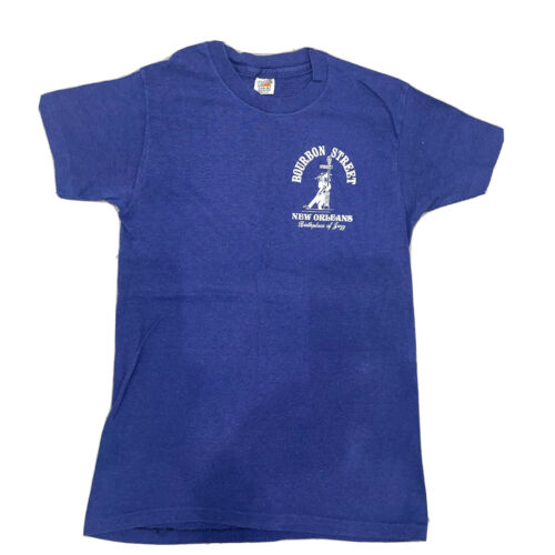 Vtg Retro New Orleans Bourbon Street Blue Birthplace Jazz s Single Stitch Top