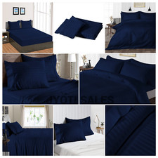 Bedding Set 1000 TC OR 1200 TC Egyptian Cotton Select Item Navy Blue Stripes