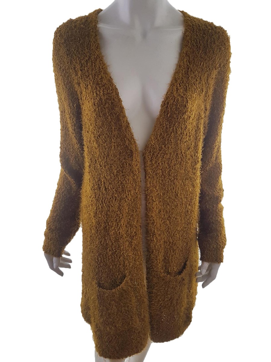 Zizzi T. M Marron Long Ouvert Cardigan Gilet Manche Longue Poches Tricot  Col en | eBay