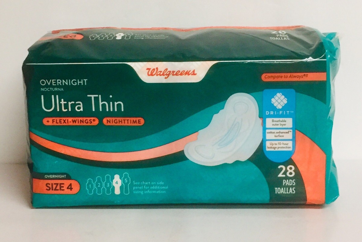 Walgreens Overnight Ultra Thin Flexi-Wings Pads Size (28 ct - Main Image