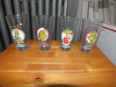 VANDOR SET OF 4 GRINCH GLASSES GREAT CONDITION UNUSED