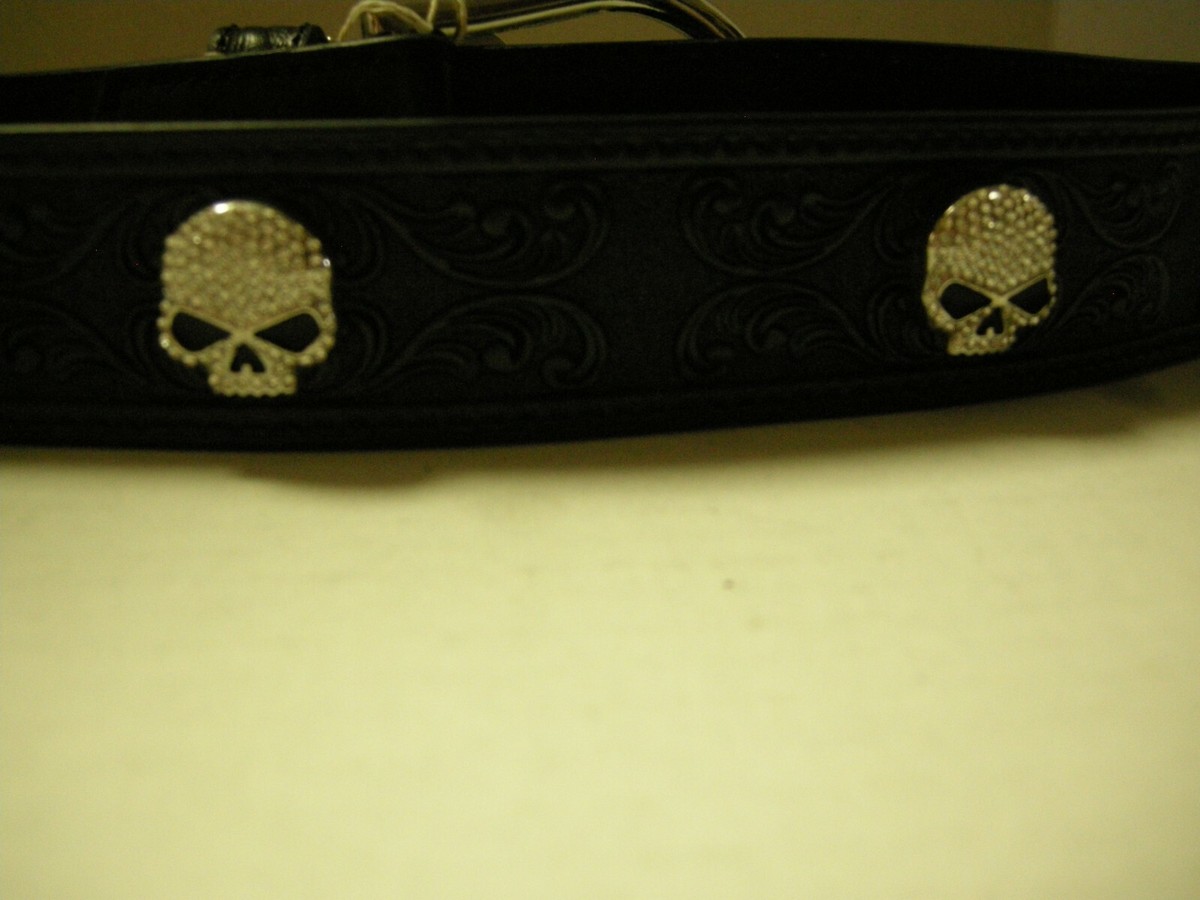 Harley Davidson Ladies Belt W/Rhinestone Willy G Skulls 