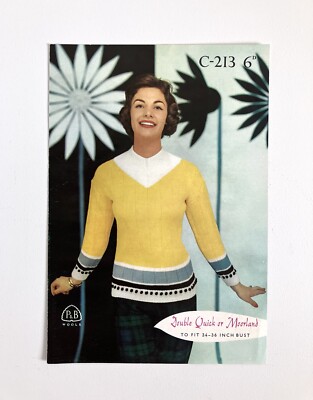 Patons & Baldwins C 213 original vintage Strickanleitung Pullover Sweater Damen
