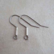 24 steel ear wires with 6mm silver plated coil