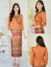 THAI/LAOS TRADITIONAL SILK BLOUSE AND SKIRT SET'S - CHEST SIZE 32" - 46"