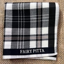 MAN HANDKERCHIEF COTTON ART POCKET SQUARE19" CLASSIC PLAIDS  CHECKS BLACK WHITE