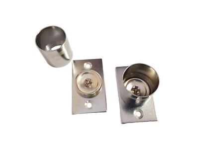 2 silberne Gardinenstangeneinsparungen 25 mm Stangenstützwinkel Fassungen Endfix