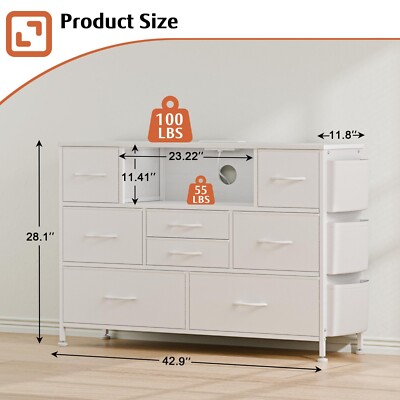white dresser with drawers WLIVE Wide 6-Drawer Modern Horizontal Wood Dresser Black