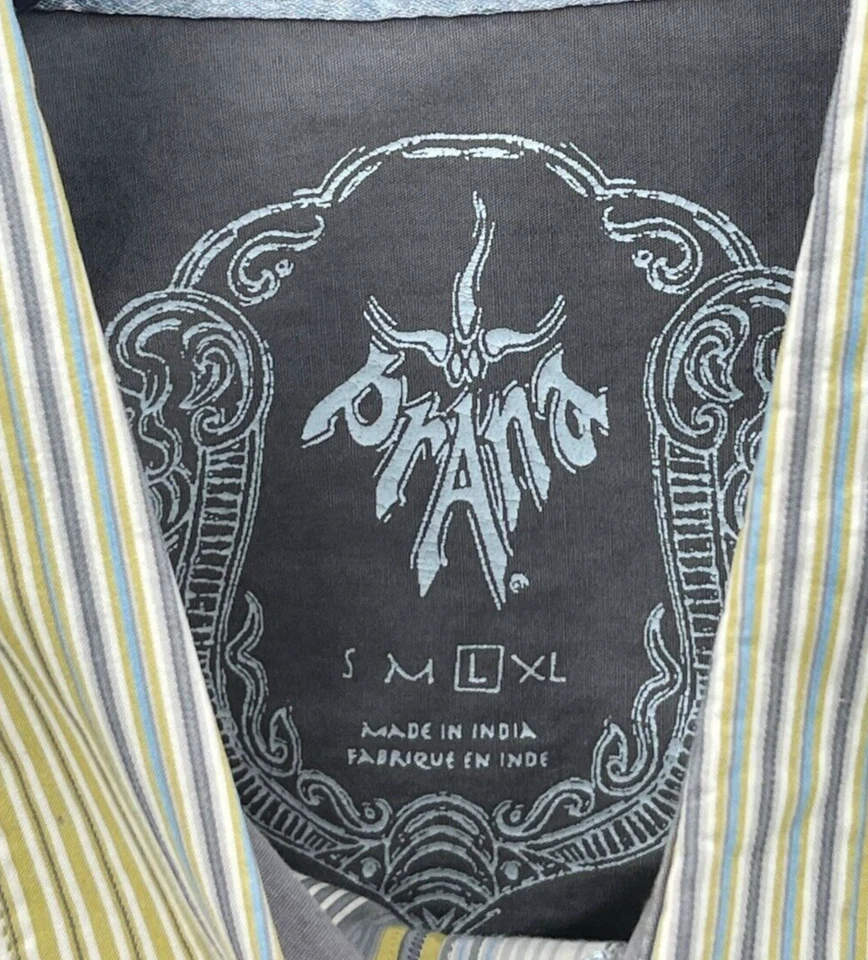 Prana Shirt Mens Large Multicolor Stripe Long Sleeve Button Up Rockabilly - Image 3 of 4