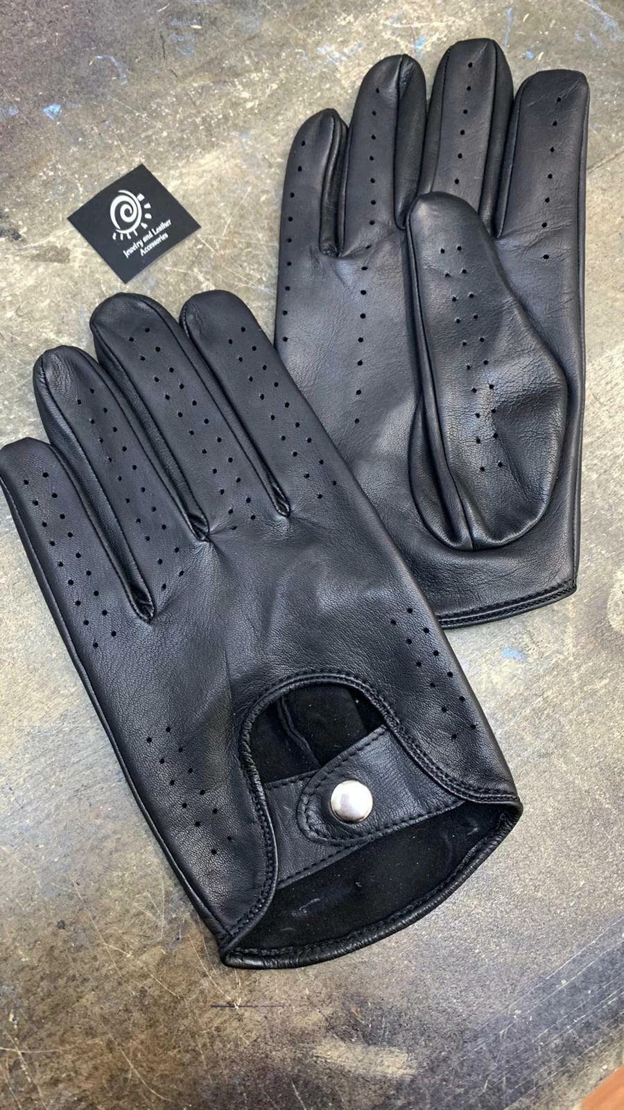 Women's Handmade Black Driving Gloves Genuine Lambskin Leather