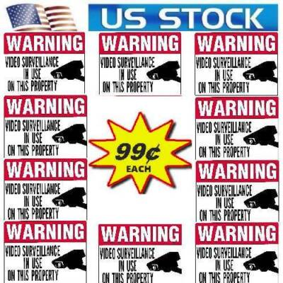 #ad HOME SECURITY SURVEILLANCE CAMERA DECAL WARNING STICKER SIGN 10 LOT 99 EA $8.91